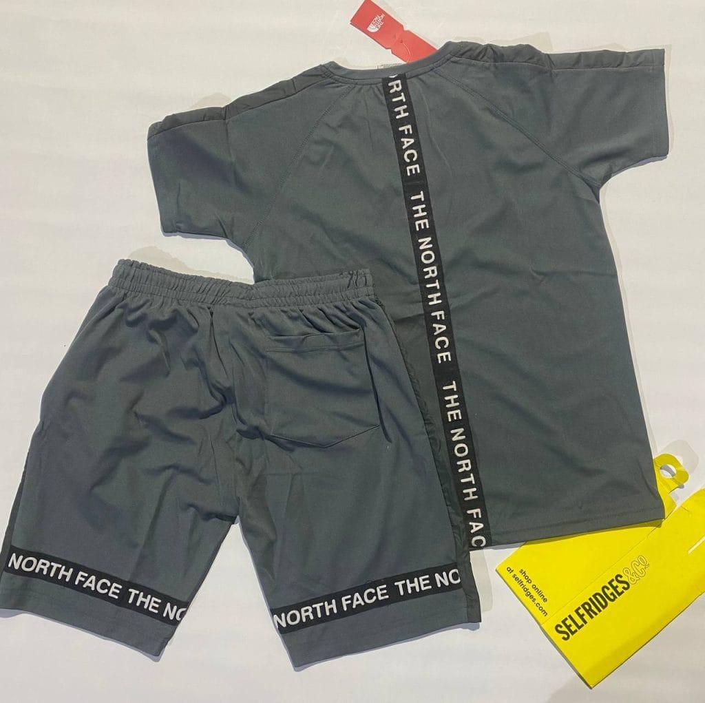 North Face Brand T-shirt and Shorts Set in Grey Colour