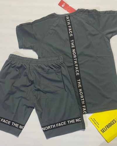 North Face Brand T-shirt and Shorts Set in Grey Colour