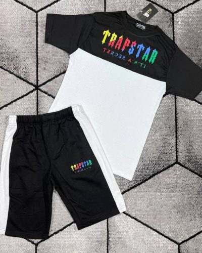 Trapstar Logo Printed T-shirts and Shorts set in Black Colour