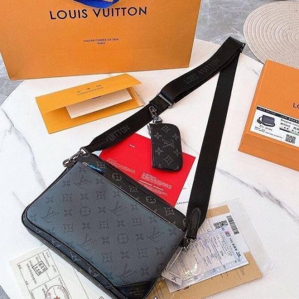 Louis Vuitton Trio Messenger Leather Black Bag Comes with Box