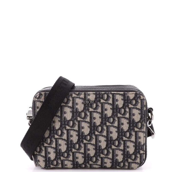 Christian Dior Double Zip Crossbody Pouch Oblique Canvas