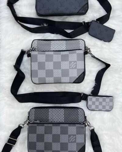 Louis Vuitton Trio Messenger Leather Pouch in 3 colors with Long Belt