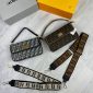 Fendi Marmont Mini Baguette Replica FF Logo Nappa Leather Bag in Black & Brown