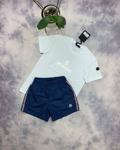 Moncler Aqua Tshirts and Blue Shorts set