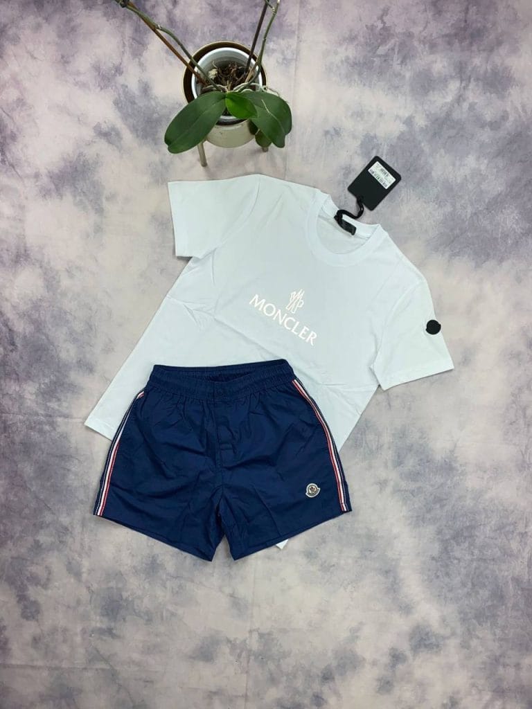 Moncler Aqua Tshirts and Blue Shorts set