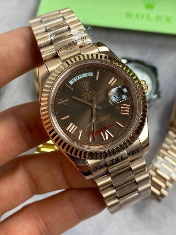 Rolex Oyester Perpetual Day-Date Watch in Brown Colour Rolex Oyester Perpetual Day-Date Watch in Brown Colour