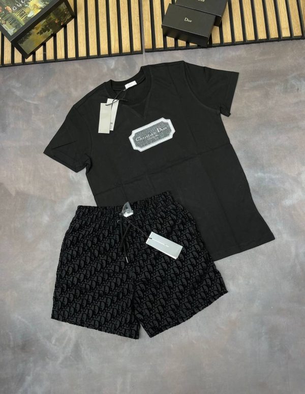 Christian Dior T-shirts and Shorts Set in Black Color