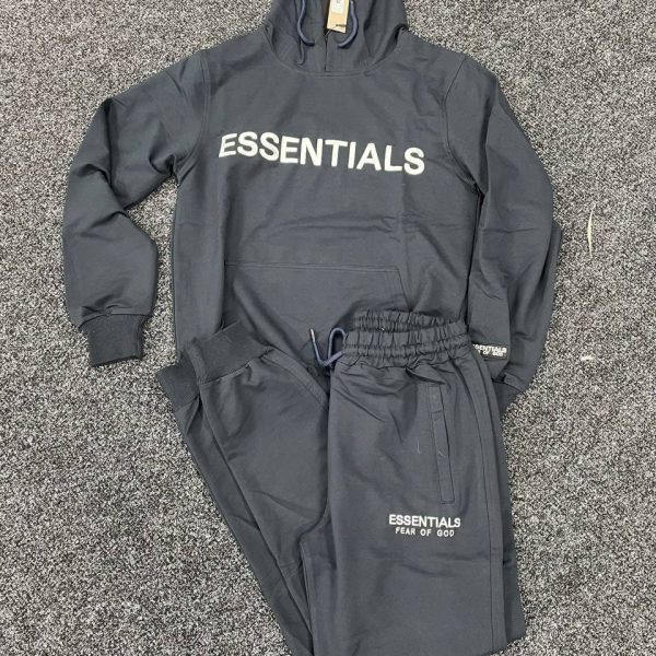 Essential Tracksuits with Pullover Hoodie in Grey Color