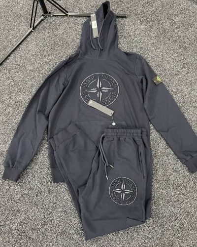 Stone Island Tracksuits with Pullover Hoodie in Grey Color