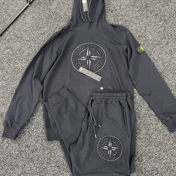 Stone Island Tracksuits with Pullover Hoodie in Grey Color