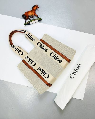 Chloe Woody branded linen shoulder bag AAA Replica