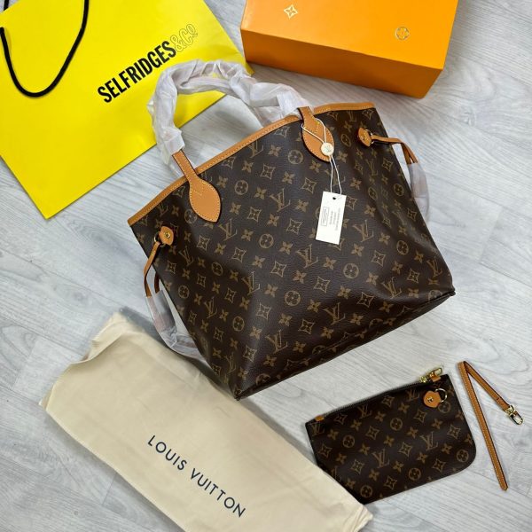 Louis Vuitton Neverfull MM Damier Tote Bag With Monogram Canvas