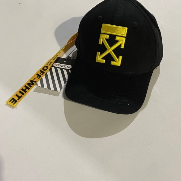OFF-WHITE Black Yellow Embroidered Cap