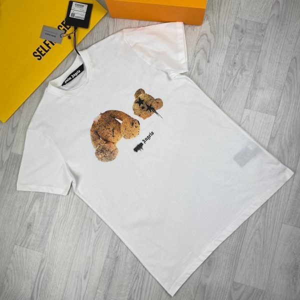 Fake Palm Angels White t shirts With Teddy Bear Logo