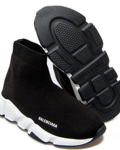 Balenciaga Men's Black Logo Speed Sock Trainers Pull on Sneakers
