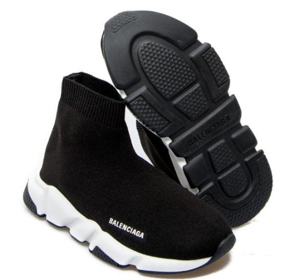 Balenciaga Men's Black Logo Speed Sock Trainers Pull on Sneakers