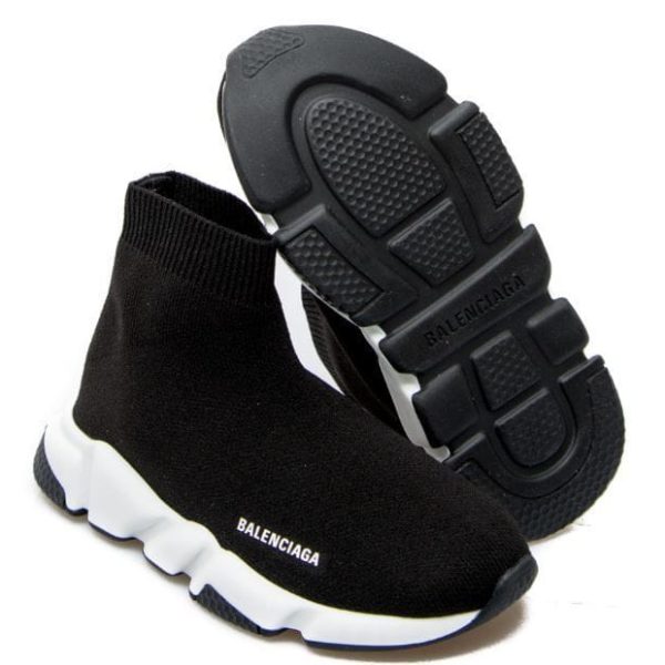 Balenciaga Men's Black Logo Speed Sock Trainers Pull on Sneakers