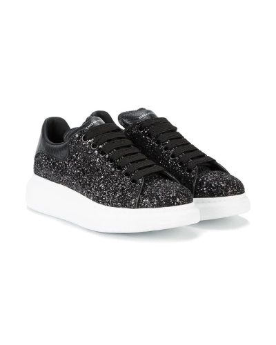 ALEXANDER MCQUEEN Leather-trimmed glitter sneakers