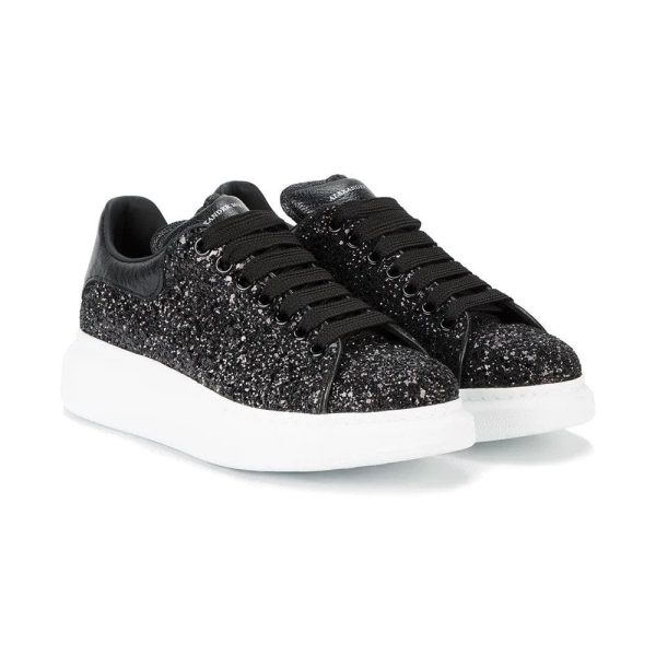 ALEXANDER MCQUEEN Leather-trimmed glitter sneakers