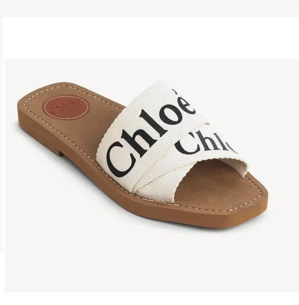 Chloe Woody Sliders in White Colour