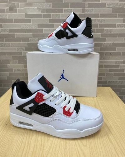 Nike Air JORDAN 4s White Red and Black Trainers