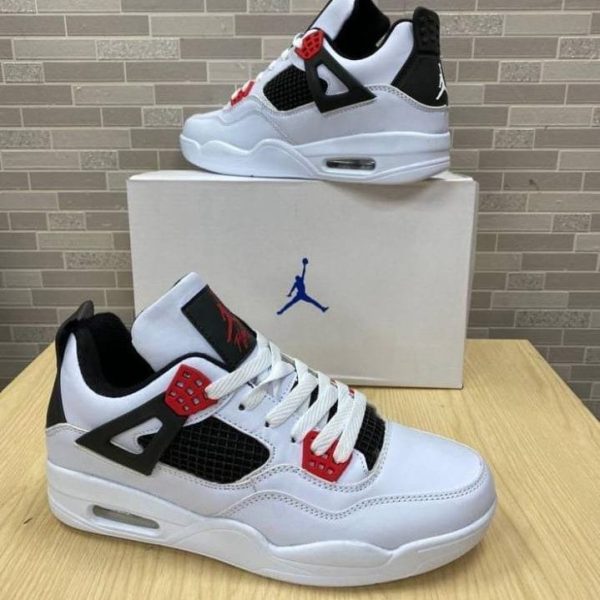 Nike Air JORDAN 4s White Red and Black Trainers