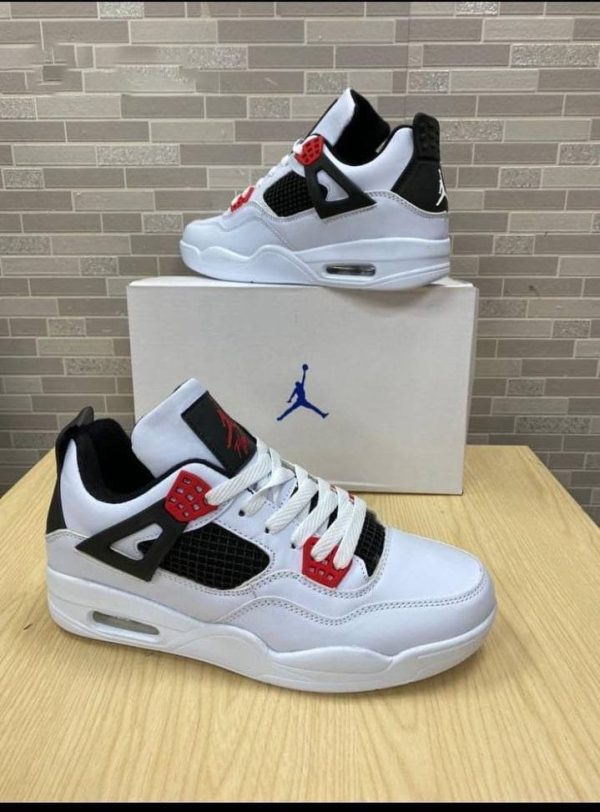 Nike Air JORDAN 4s White Red and Black Trainers