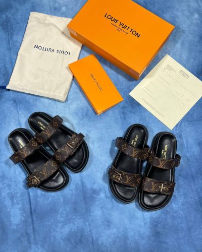 Louis Vuitton Bom Dia 1AAW8H Flat Comfortable Brown Slider Comes with Full Packaging