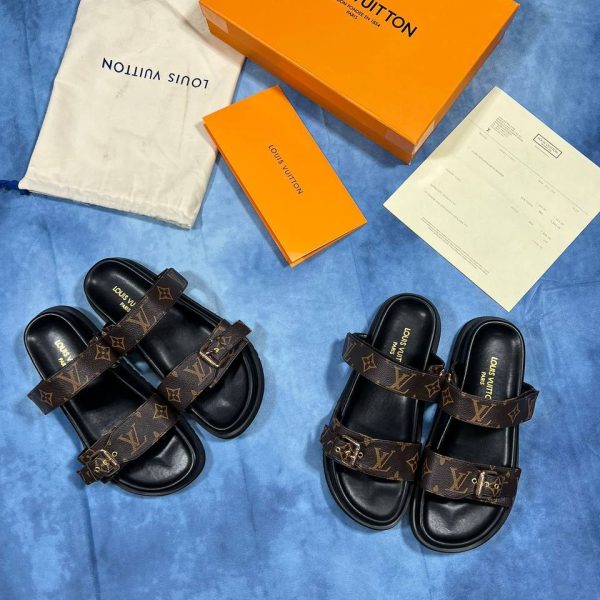 Louis Vuitton Bom Dia 1AAW8H Flat Comfortable Brown Slider Comes with Full Packaging