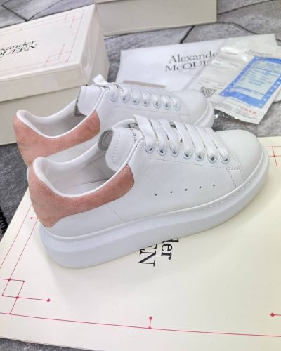 ALEXANDER MCQUEEN White & Pink leather sneakers