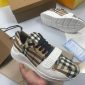Burberry Ramsey Beige Women Check Suede And Leather Reps Sneakers