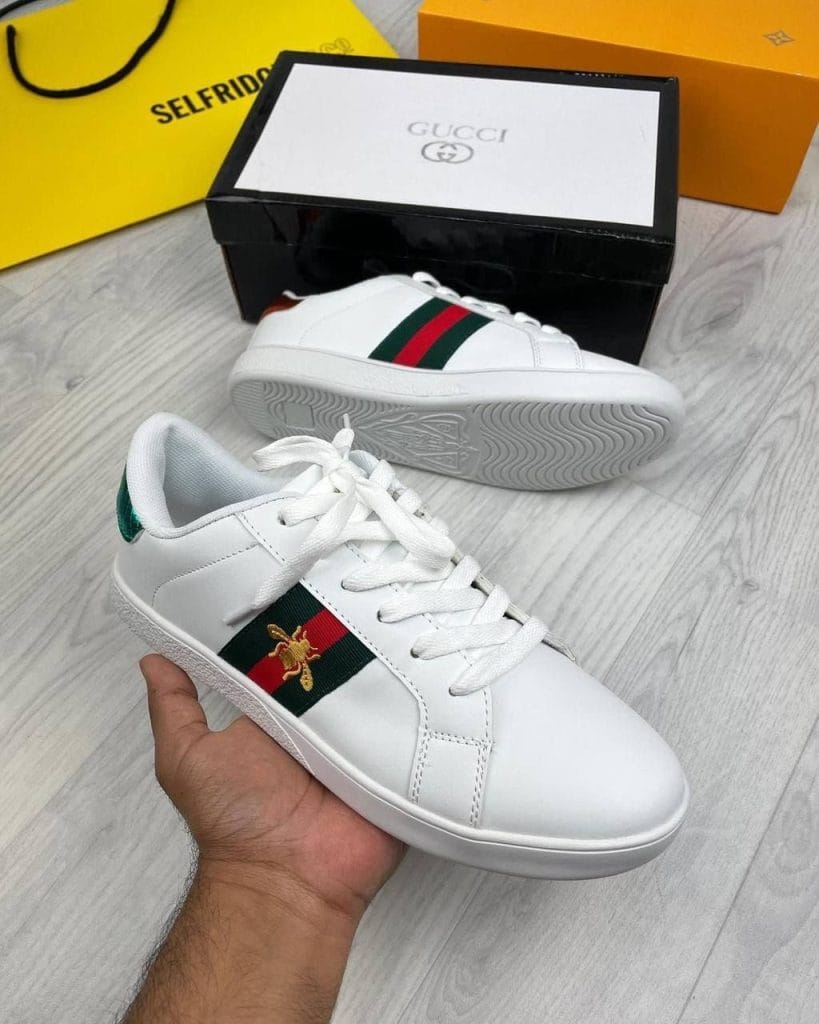 Ladies Gucci Ace womens Shoes White Bee Trainers