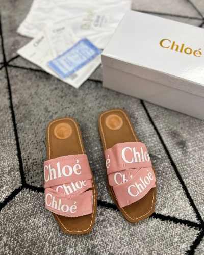 Chloe Woody Sliders Pink Colour