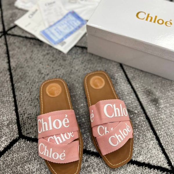 Chloe Woody Sliders Pink Colour