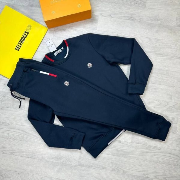Moncler Men Women Replica Full Tracksuits Knitted Long Sleeves in blue color