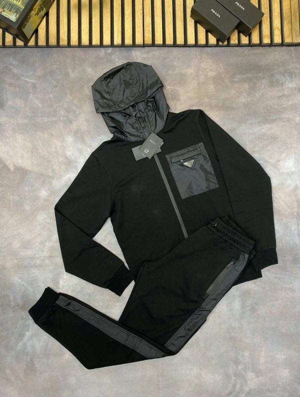 Prada Milano Triangle Logo Tracksuits in black color Prada Milano Triangle Logo Tracksuits in black color