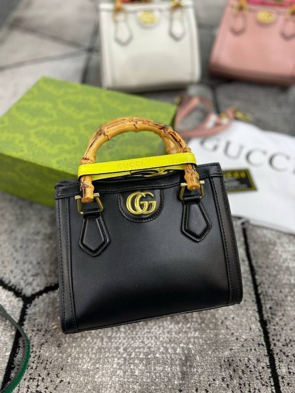 Gucci GG Diana Mini Tote Bag for Women Bamboo Handle Crossbody Purse In Black Color
