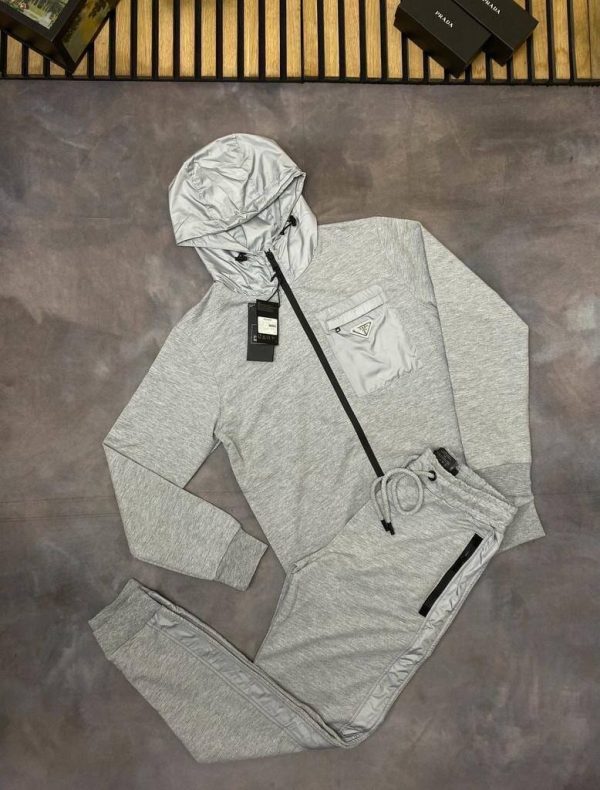 Prada Milano Triangle Logo Tracksuits in grey color Prada Milano Triangle Logo Tracksuits in grey color