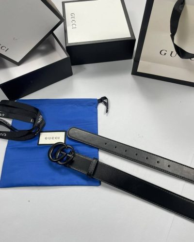 Gucci Black Belts GG Monogram with Black Colour Buckles