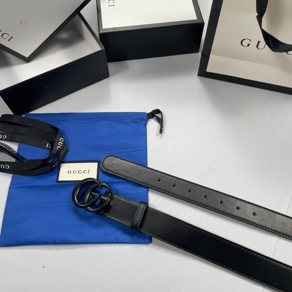 Gucci Black Belts GG Monogram with Black Colour Buckles
