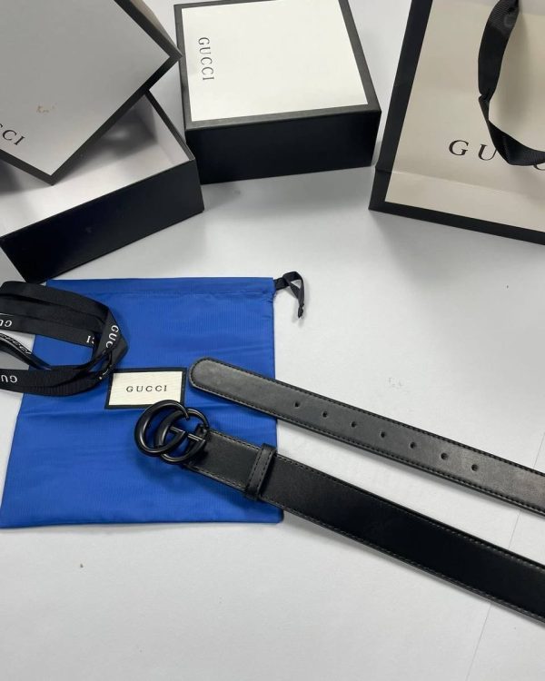 Gucci Black Belts GG Monogram with Black Colour Buckles