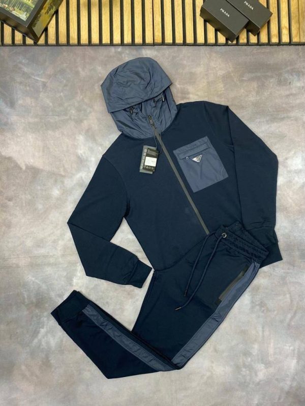 Prada Milano Triangle Logo Tracksuits in navy blue color Prada Milano Triangle Logo Tracksuits in navy blue color