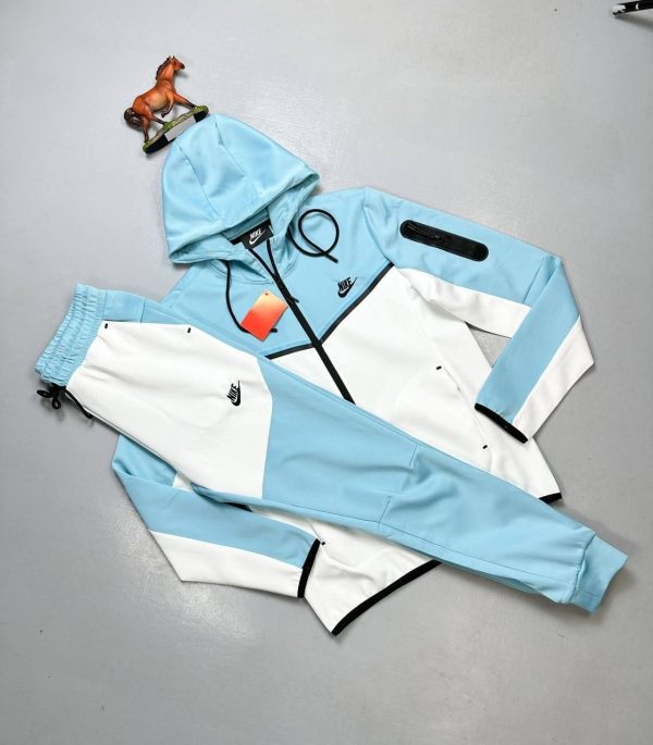 Nike Men Women Tech Fleece Hooded Full Sleeves Tracksuits White Blue Sale UK Nike Men Women Tech Fleece Hooded Full Sleeves Tracksuits White Blue Sale UK