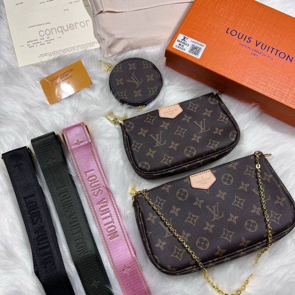 Louis Vuitton Women's Trio Pochette – Crossbody Over-the-Shoulder Bag with Chain Strap (Replica)