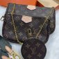 Full Set Display of Women's Triple Pochette Bag – Includes All Components and Strap