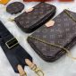 LV Women's Triple Pochette Bag with Black Strap and Chain – Elegant Multi Crossbody