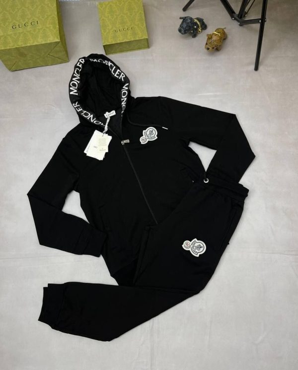 Moncler Men Women Replica Full Tracksuits in black color Moncler Men Women Replica Full Tracksuits in black color