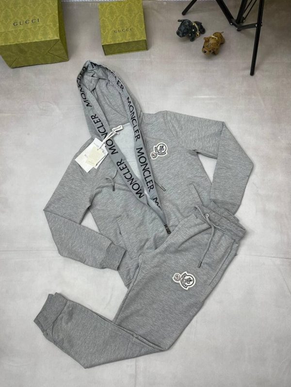 Moncler Men Women Replica Full Tracksuits in grey color Moncler Men Women Replica Full Tracksuits in grey color