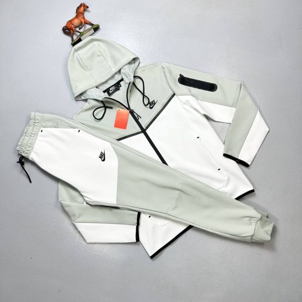 Nike Men Women Tech Fleece Tracksuits Set White Grey Sale UK