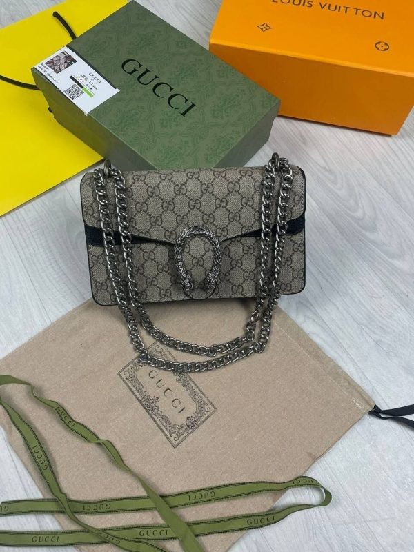 Gucci Dionysus GG Supreme Mini Clutch Luxury Chain Bag for Women In Black Suede Gucci Dionysus GG Supreme Mini Clutch Luxury Chain Bag for Women In Black Suede